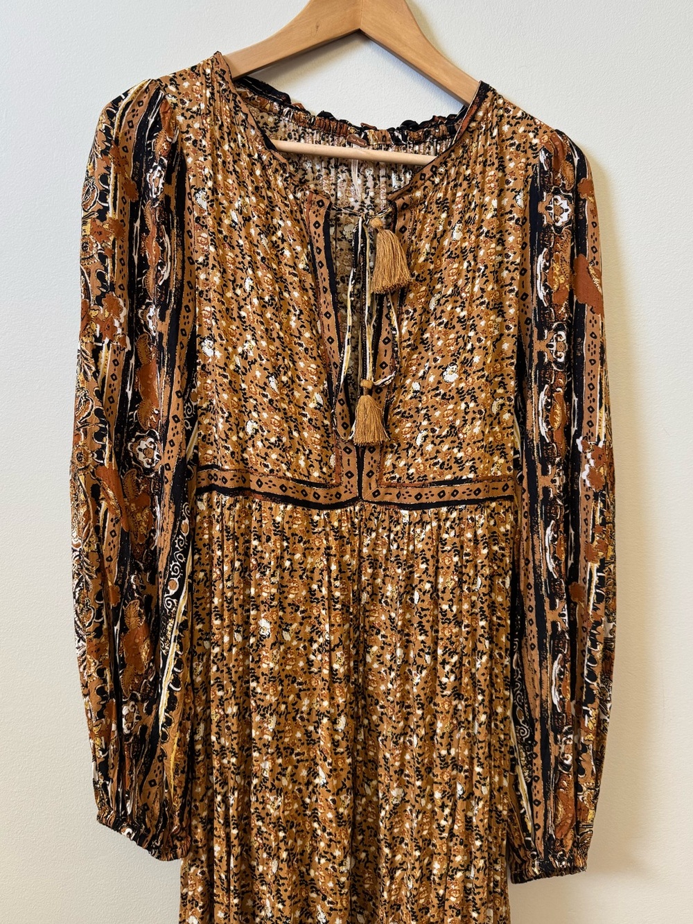Free People Happy feelings printed boho maxi dress - golden brown floral - Picture 3 of 9